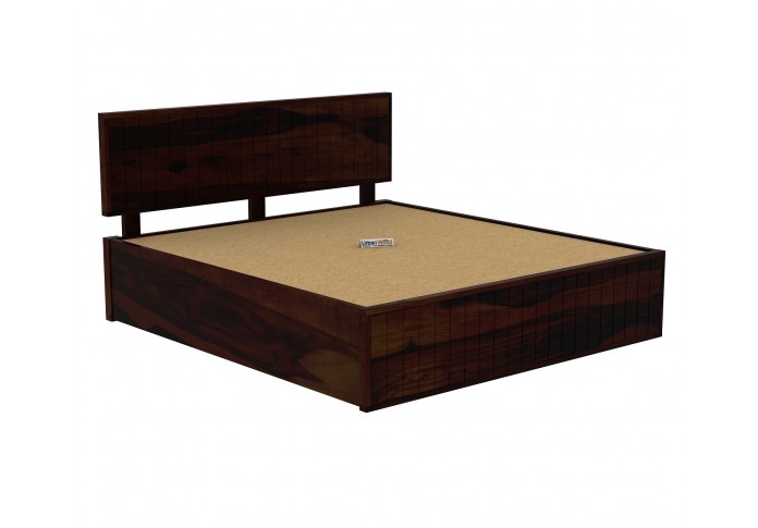 Solic Wooden Hydraulic Bed (Queen Size ,Walnut Finish)
