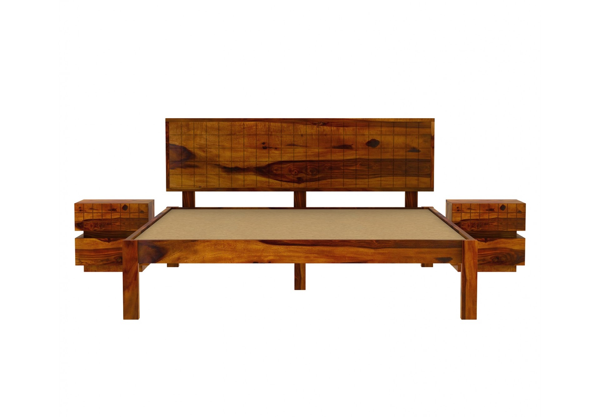 Solic Wooden Bed Without storage King Size (Honey Finish)