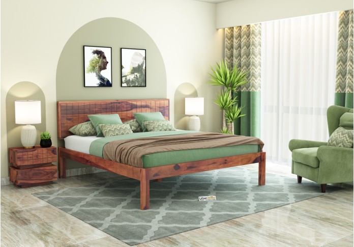 Solic Wooden Bed Without storage King Size (Teak Finish)
