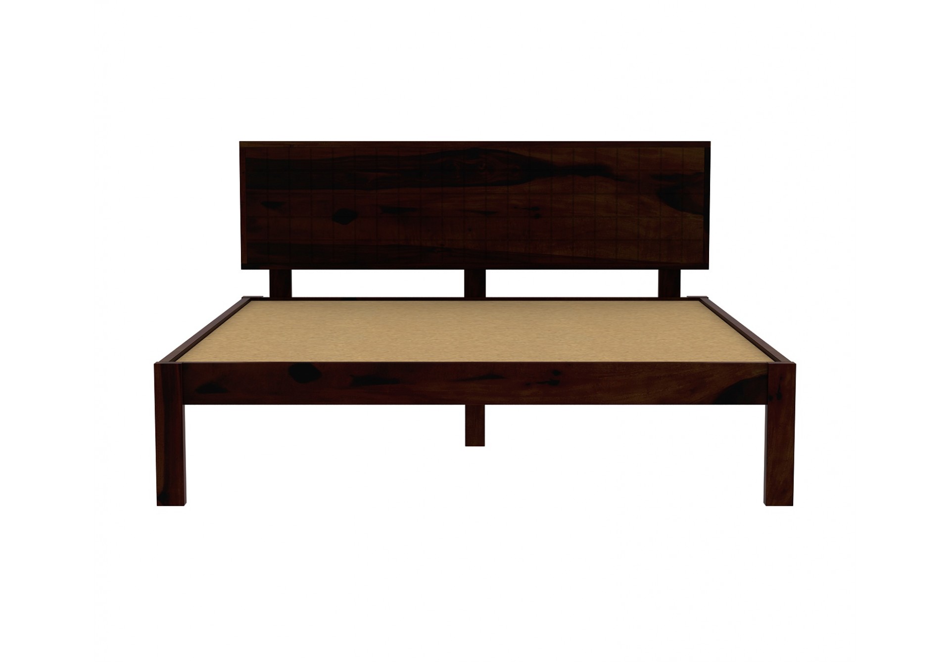 Solic Wooden Bed Without storage Queen Size (Walnut Finish)