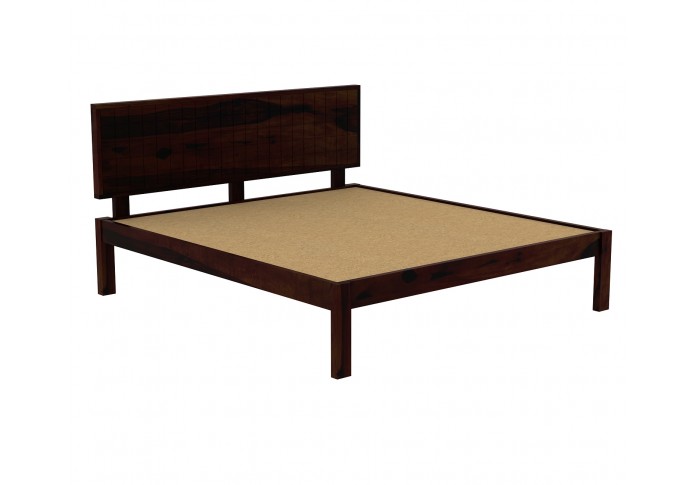 Solic Wooden Bed Without storage King Size (Walnut Finish)