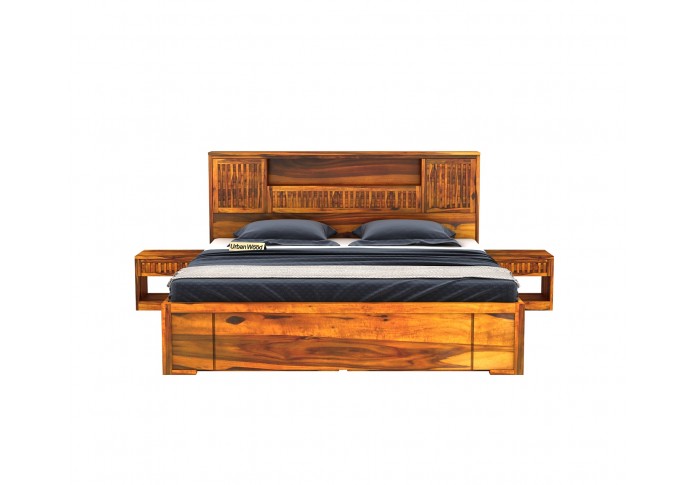 Stack Bed With Drawer Storage ( Queen Size, Honey Finish )