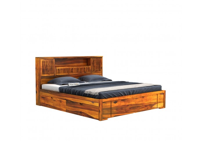 Stack Bed With Drawer Storage ( King Size, Honey Finish )