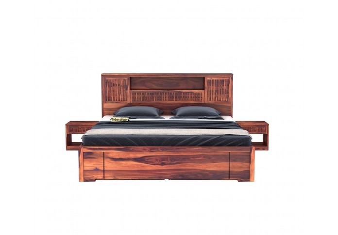 Stack Bed With Drawer Storage ( King Size, Teak Finish )