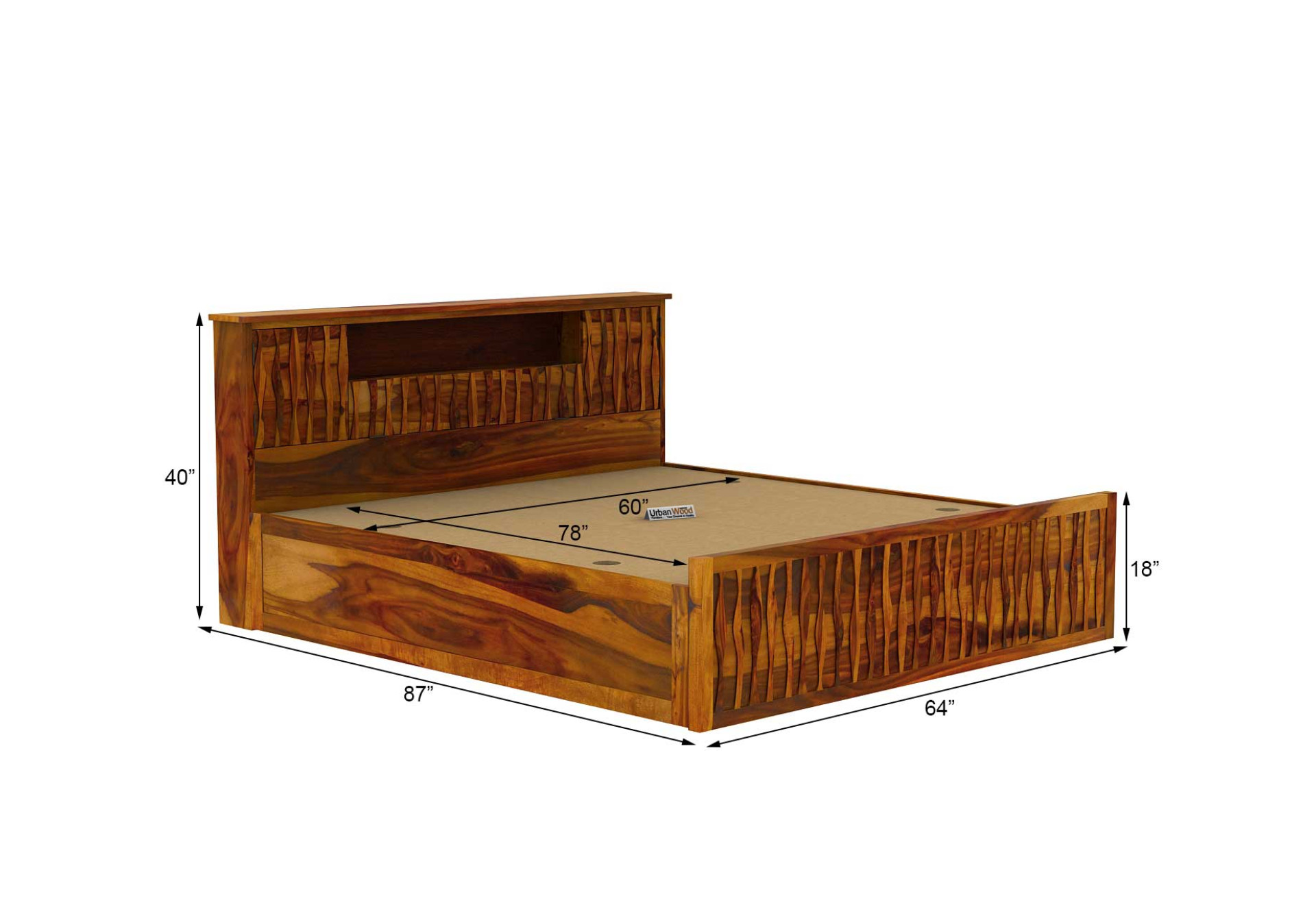 Stack Box Storage Bed (Queen Size, Honey Finish)