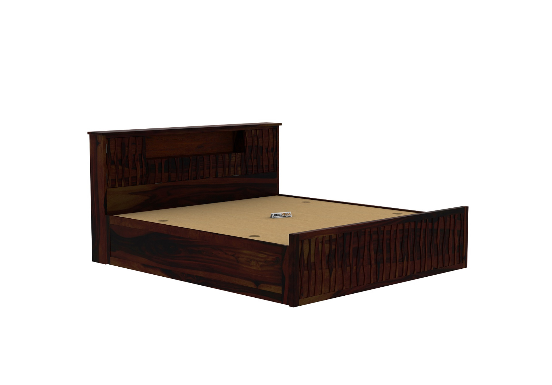 Stack Box Storage Bed (King Size, Walnut Finish)