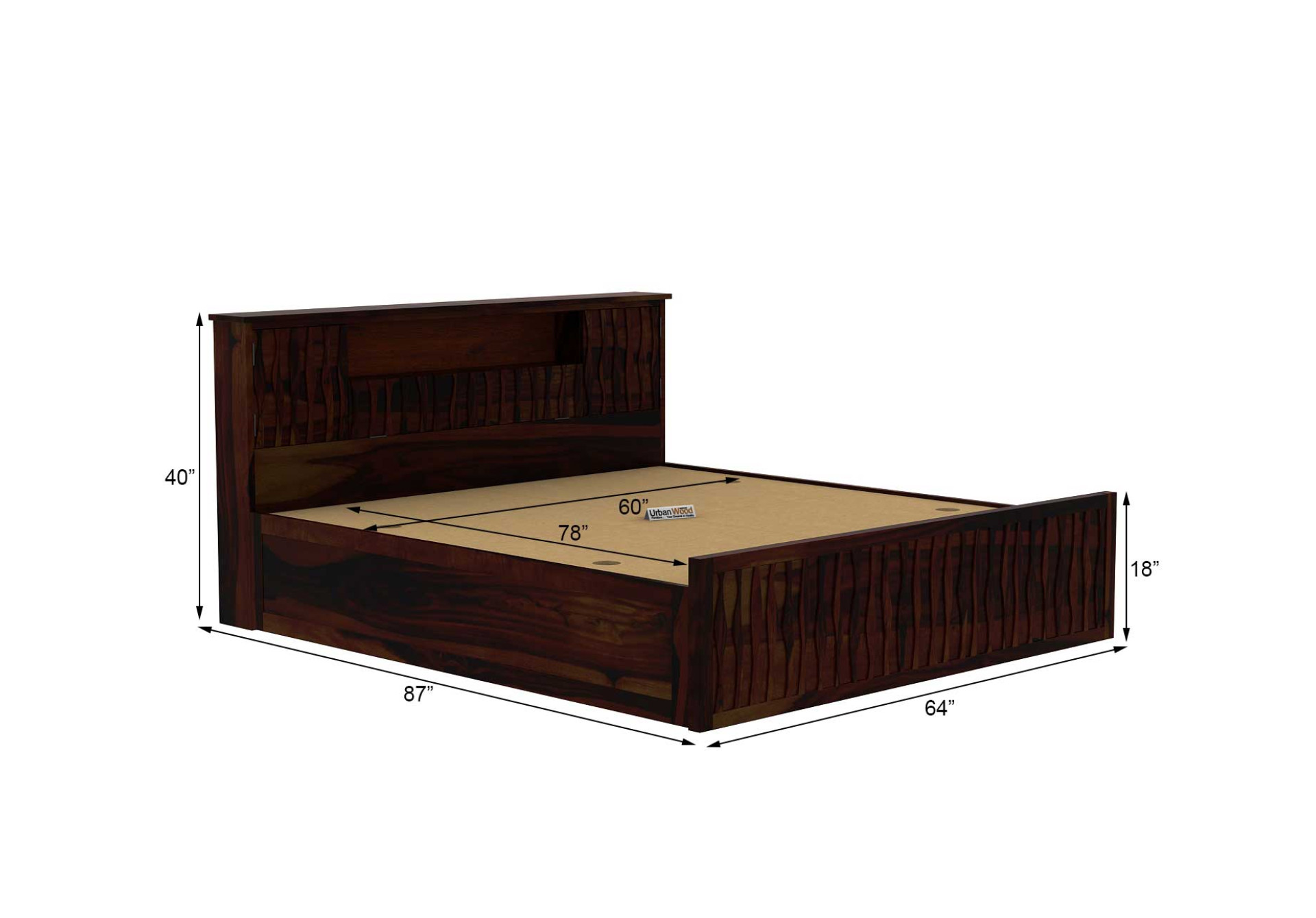 Stack Box Storage Bed (Queen Size, Walnut Finish)