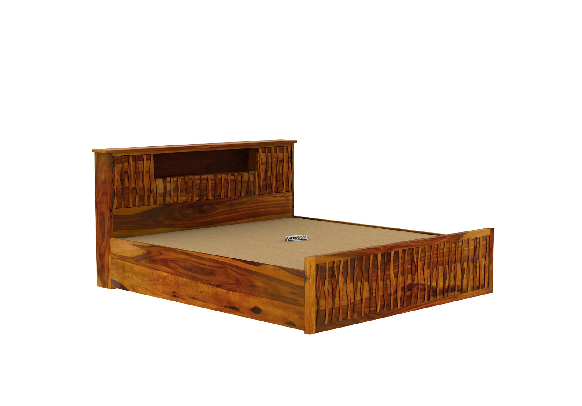 Stack Hydraulic Storage Bed (Queen Size, Honey Finish)