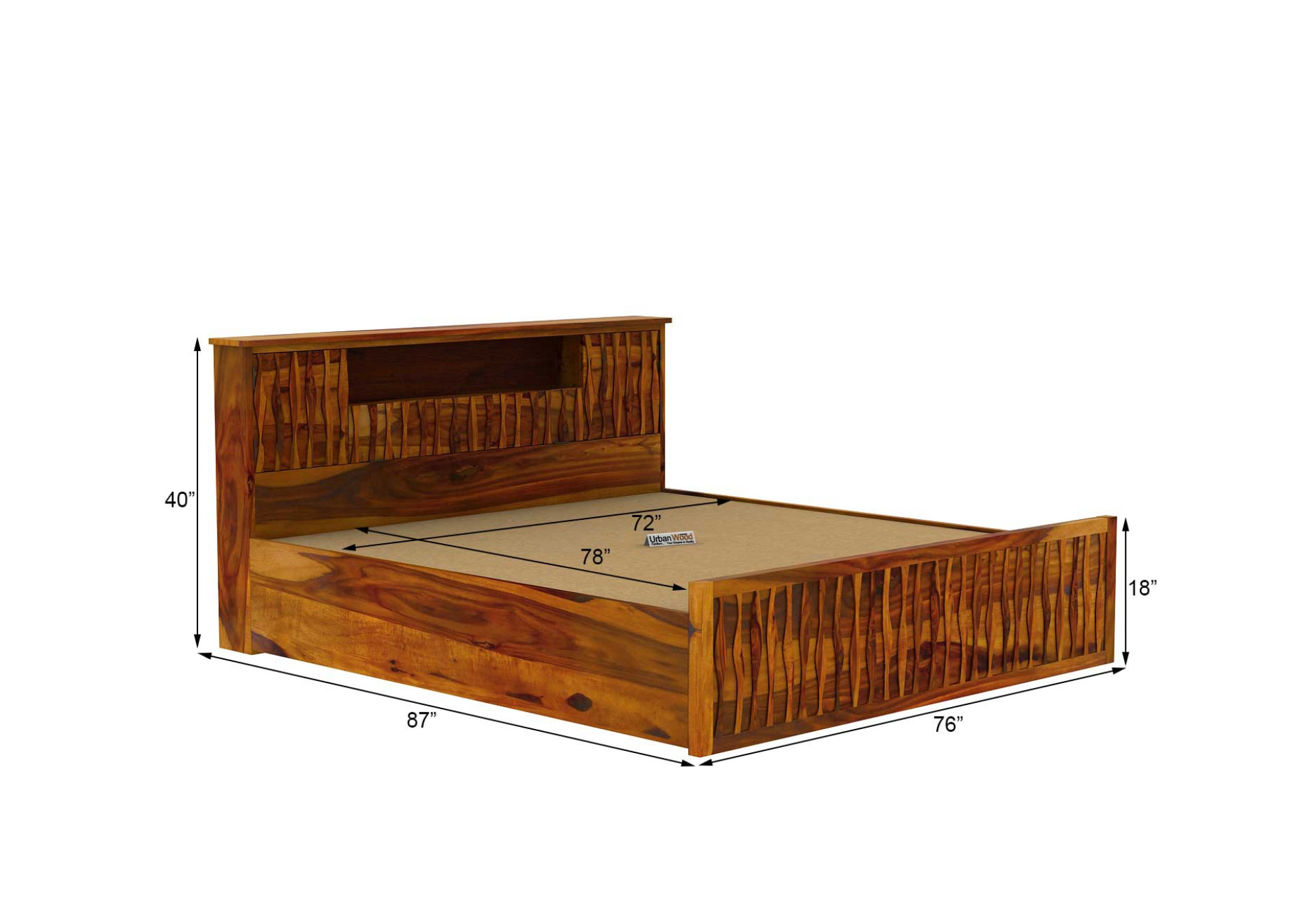 Stack Hydraulic Storage Bed (King Size, Honey Finish)