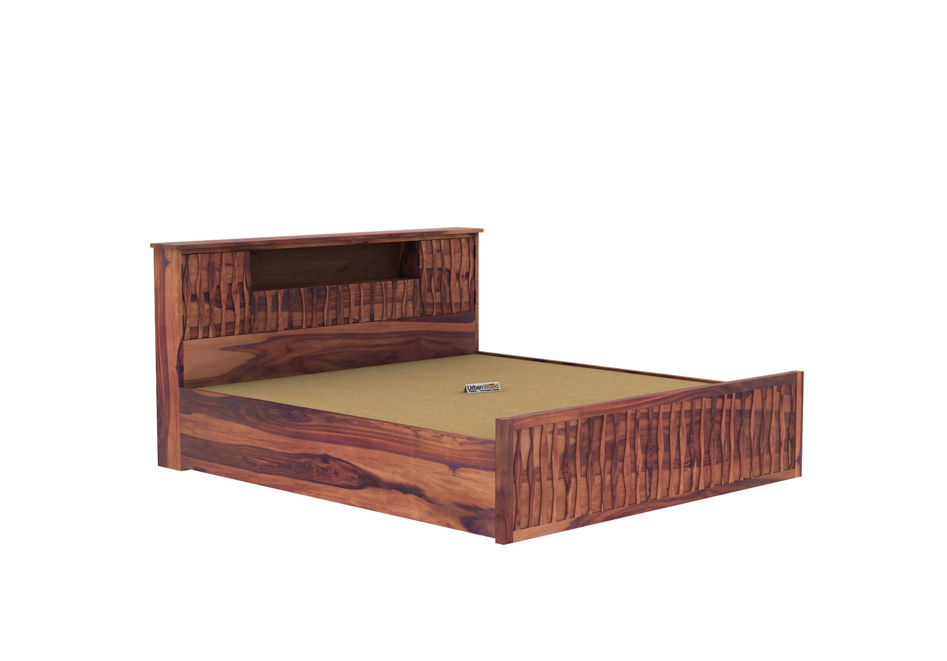 Stack Hydraulic Storage Bed (King Size, Teak Finish)