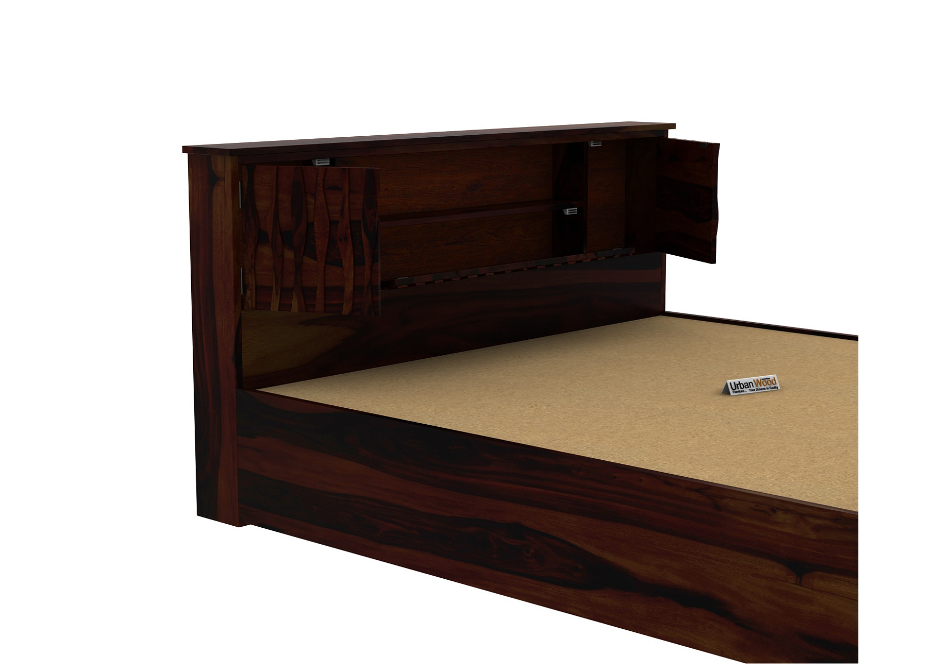 Stack Hydraulic Storage Bed (Queen Size, Walnut Finish)