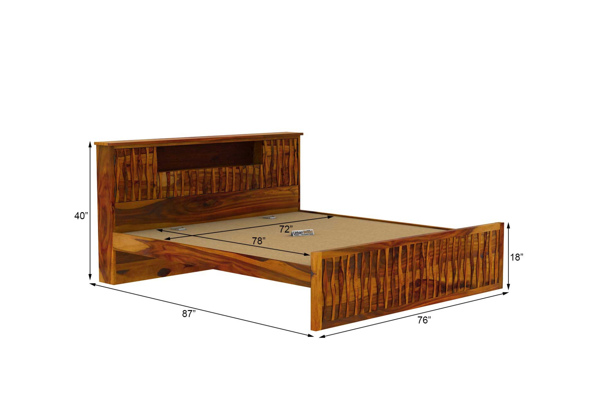 Stack Without Storage Bed (King Size, Honey Finish)