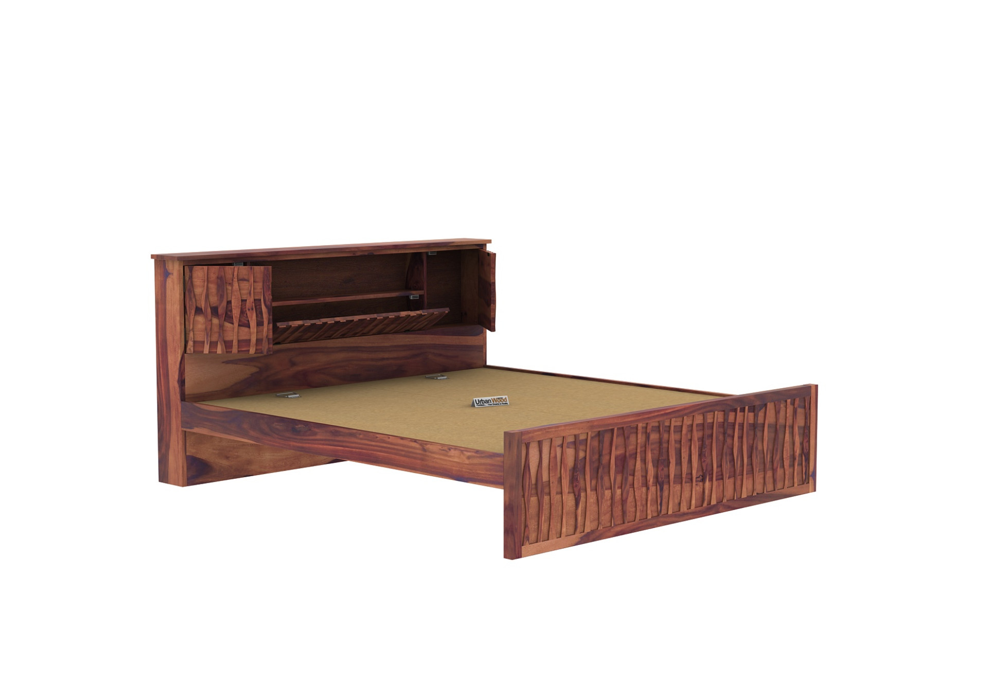 Stack Without Storage Bed (Queen Size, Teak Finish)