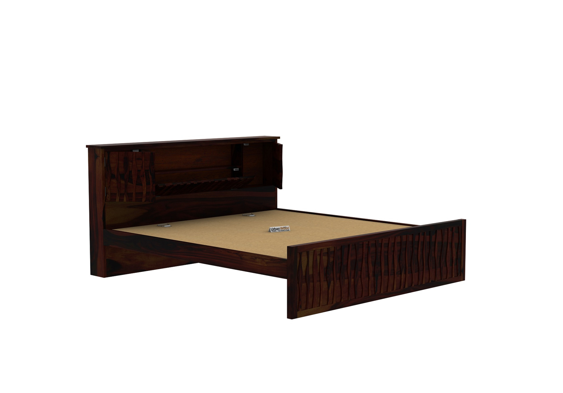 Stack Without Storage Bed (Queen Size, Walnut Finish)