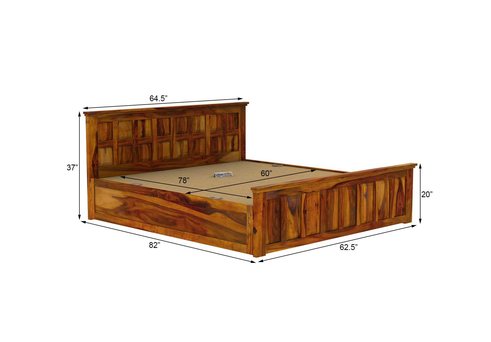 Thoms Box Storage Bed (Queen Size, Honey Finish)