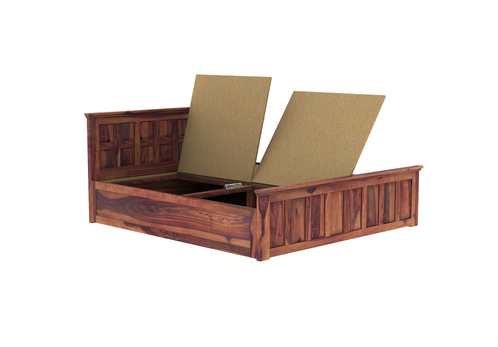 Thoms Box Storage Bed (Queen Size, Teak Finish)