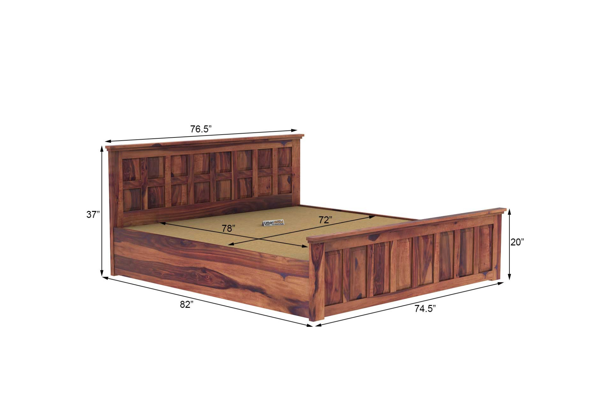 Thoms Hydraulic Storage Bed (King Size, Teak Finish)