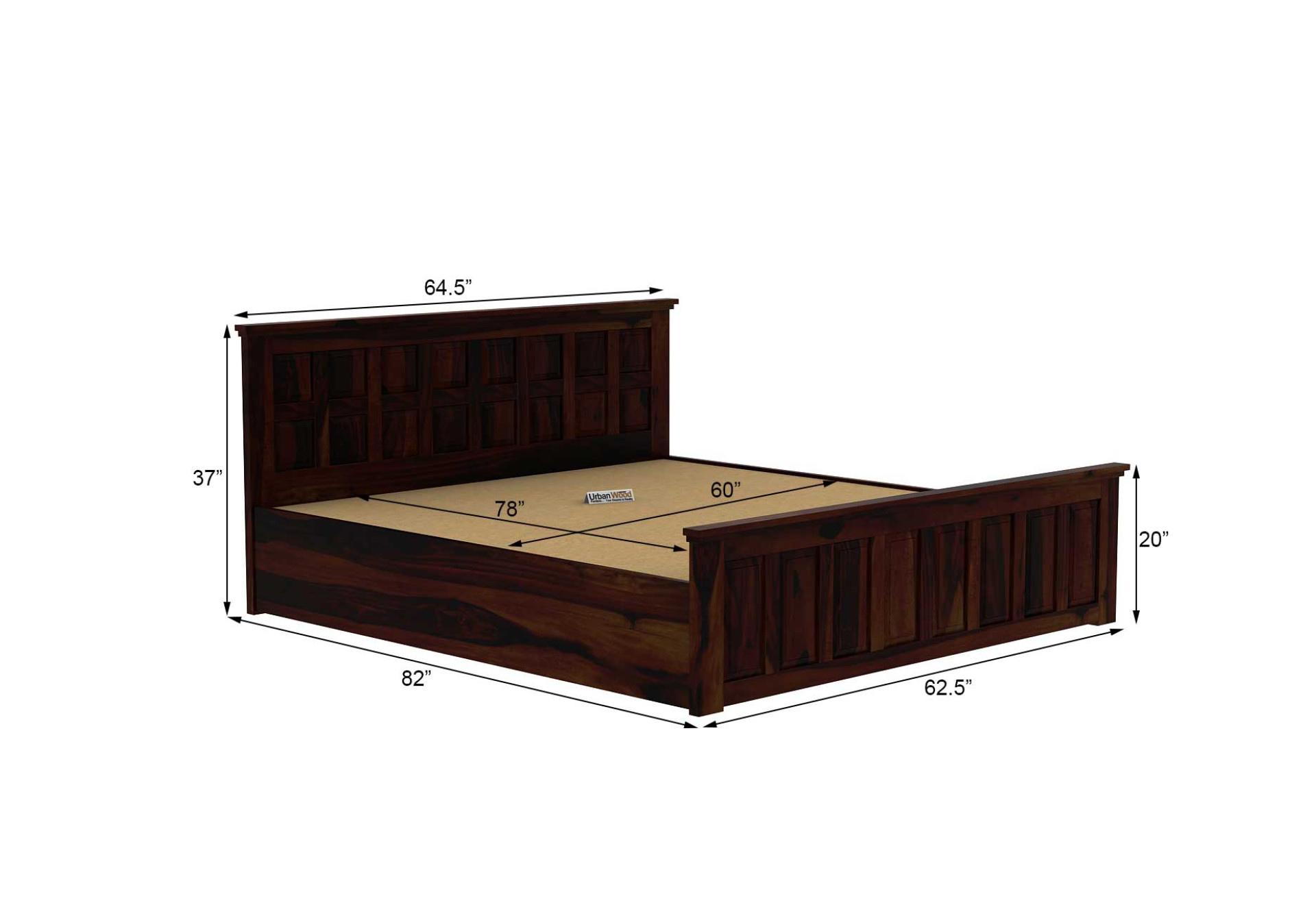 Thoms Hydraulic Storage Bed (Queen Size, Walnut Finish)
