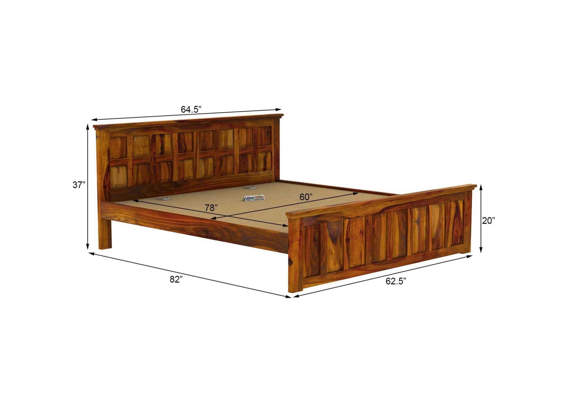 Thoms Without Storage Bed (Queen Size, Honey Finish)