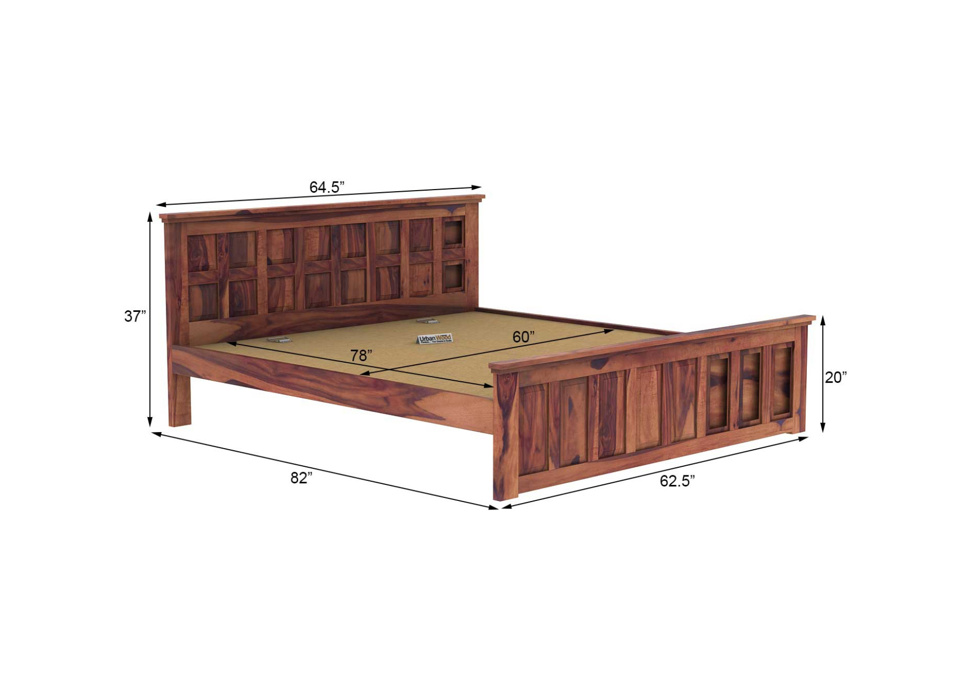 Thoms Without Storage Bed (Queen Size, Teak Finish)