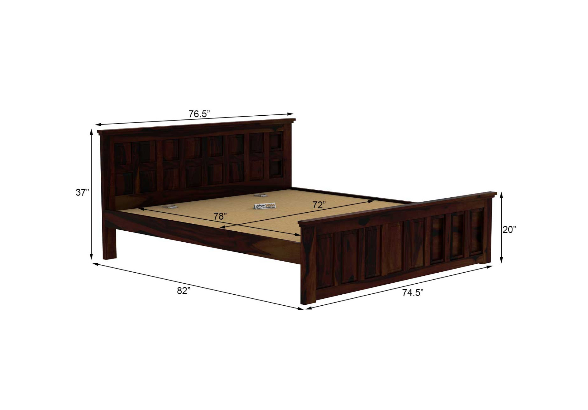 Thoms Without Storage Bed (King Size, Walnut Finish)