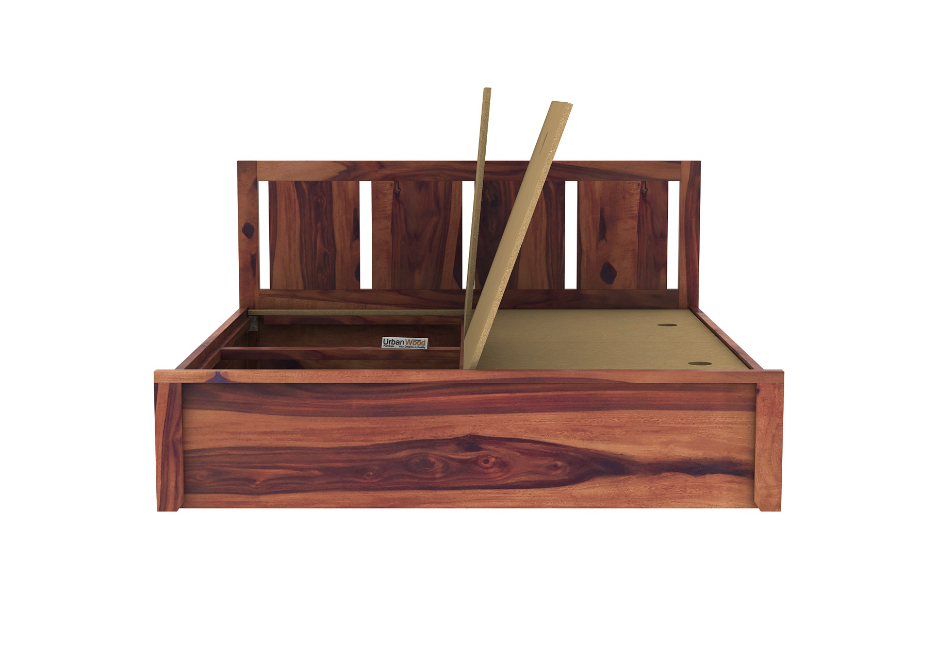 Topaz Box Storage Bed (Queen Size, Teak Finish)