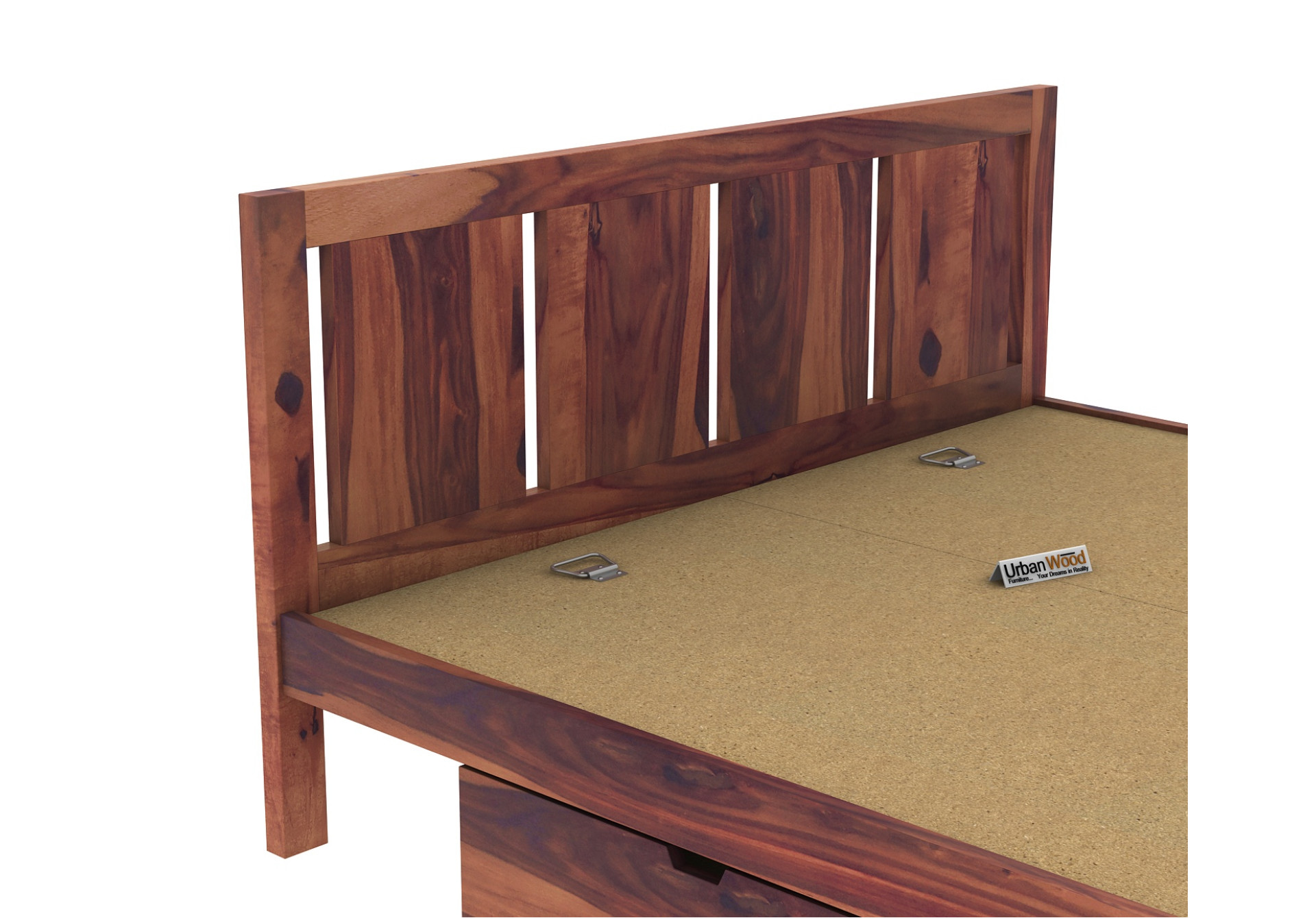 Topaz Drawer Storage Bed (Queen Size, Teak Finish)