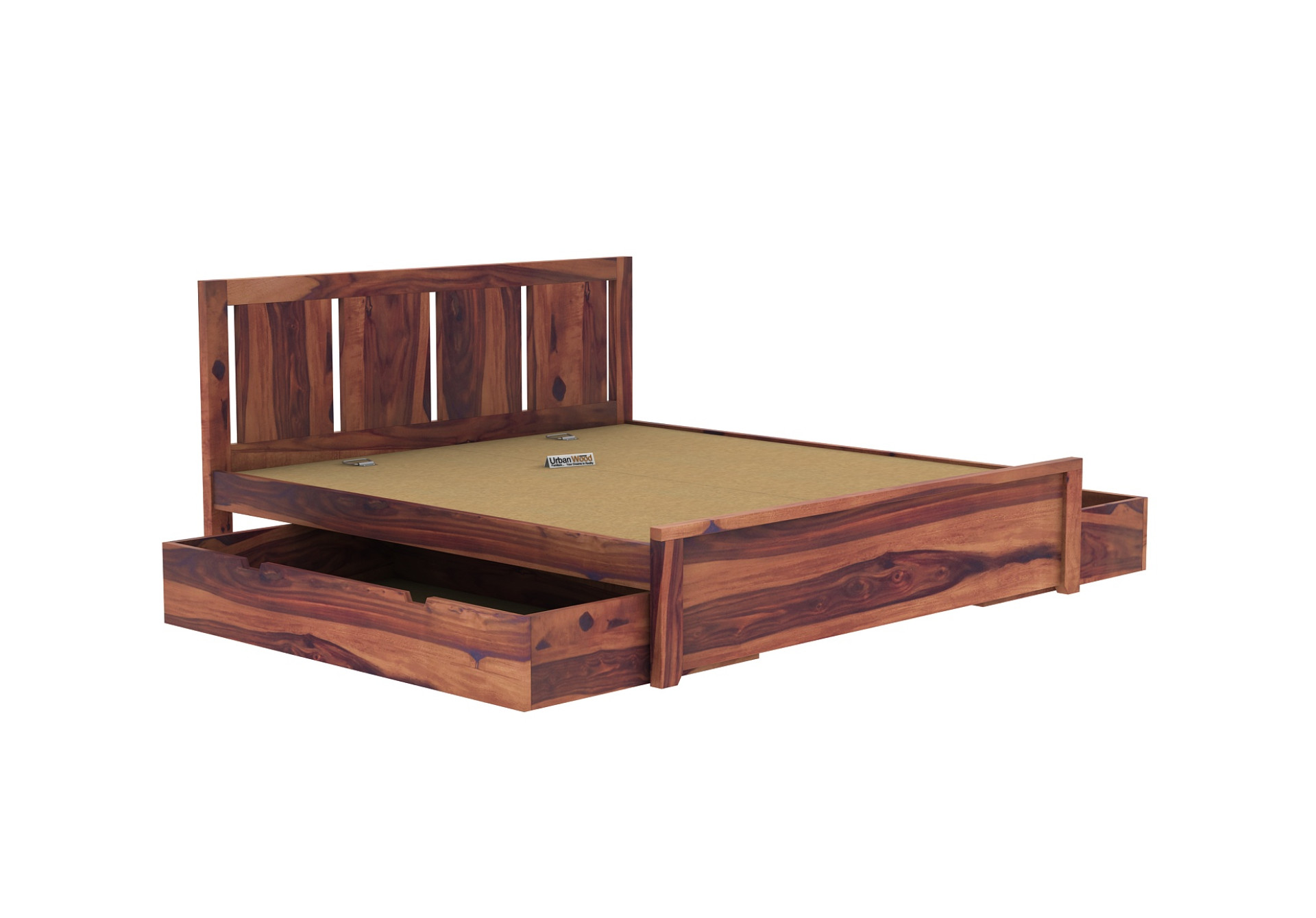 Topaz Drawer Storage Bed (King Size, Teak Finish)