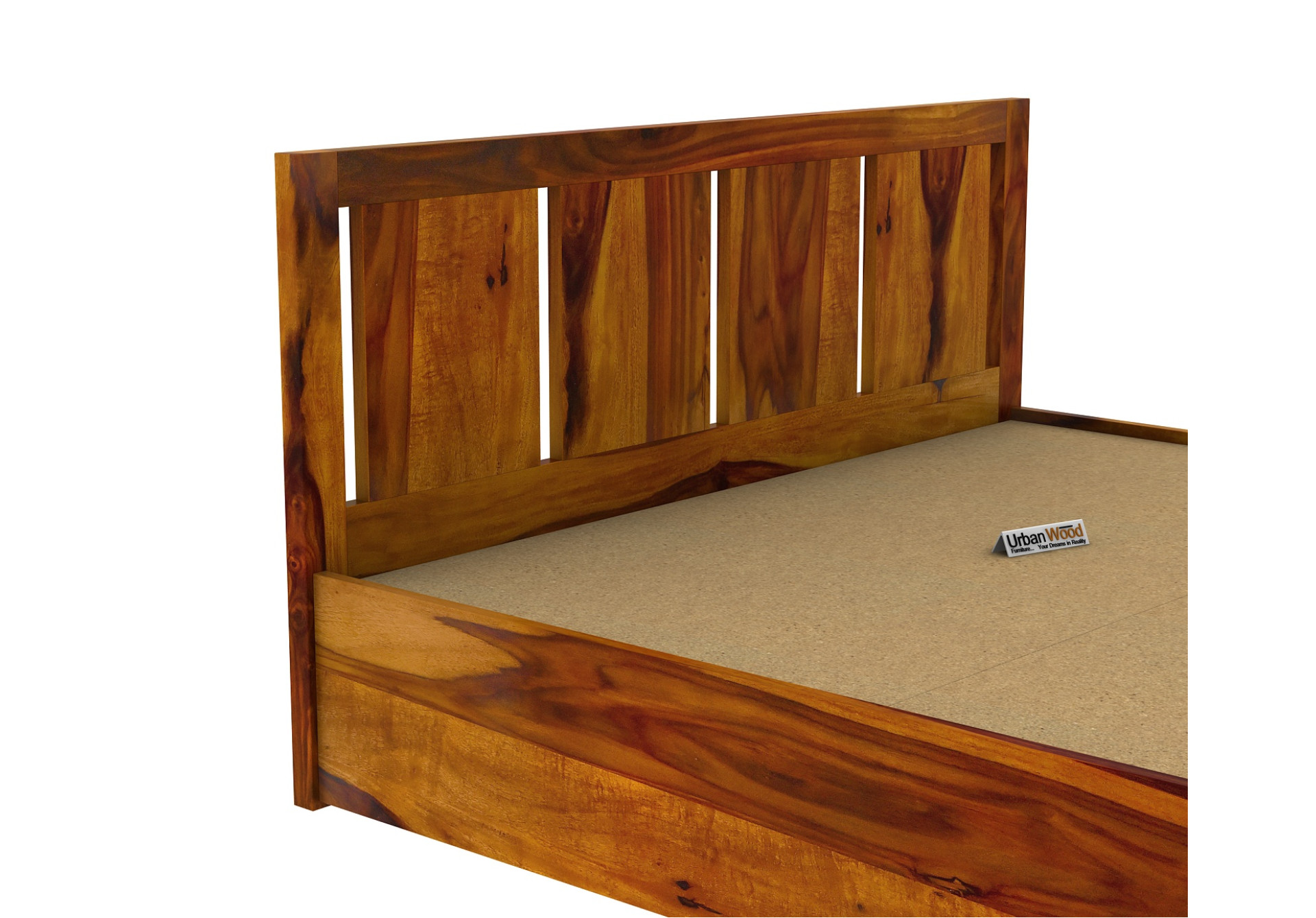 Topaz Hydraulic Storage Bed (King Size, Honey Finish)