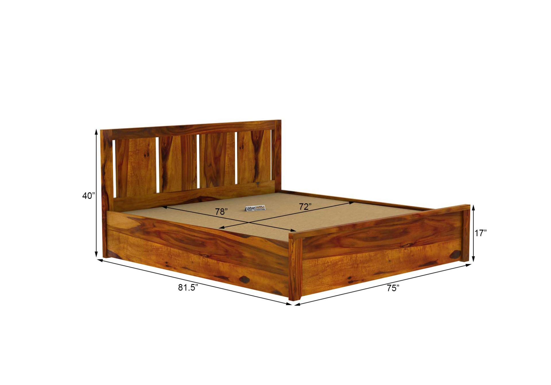 Topaz Hydraulic Storage Bed (King Size, Honey Finish)