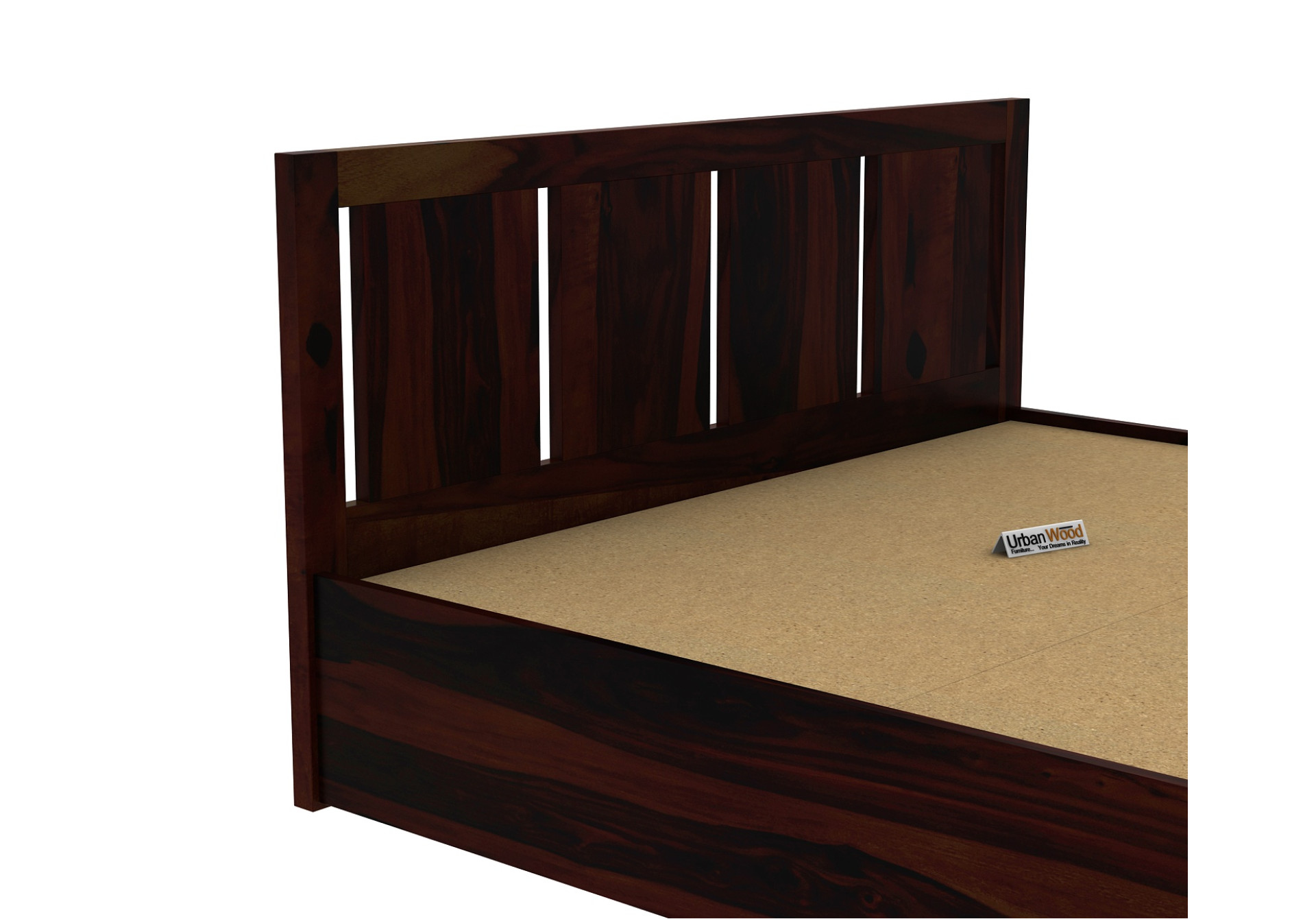 Topaz Hydraulic Storage Bed (King Size, Walnut Finish)