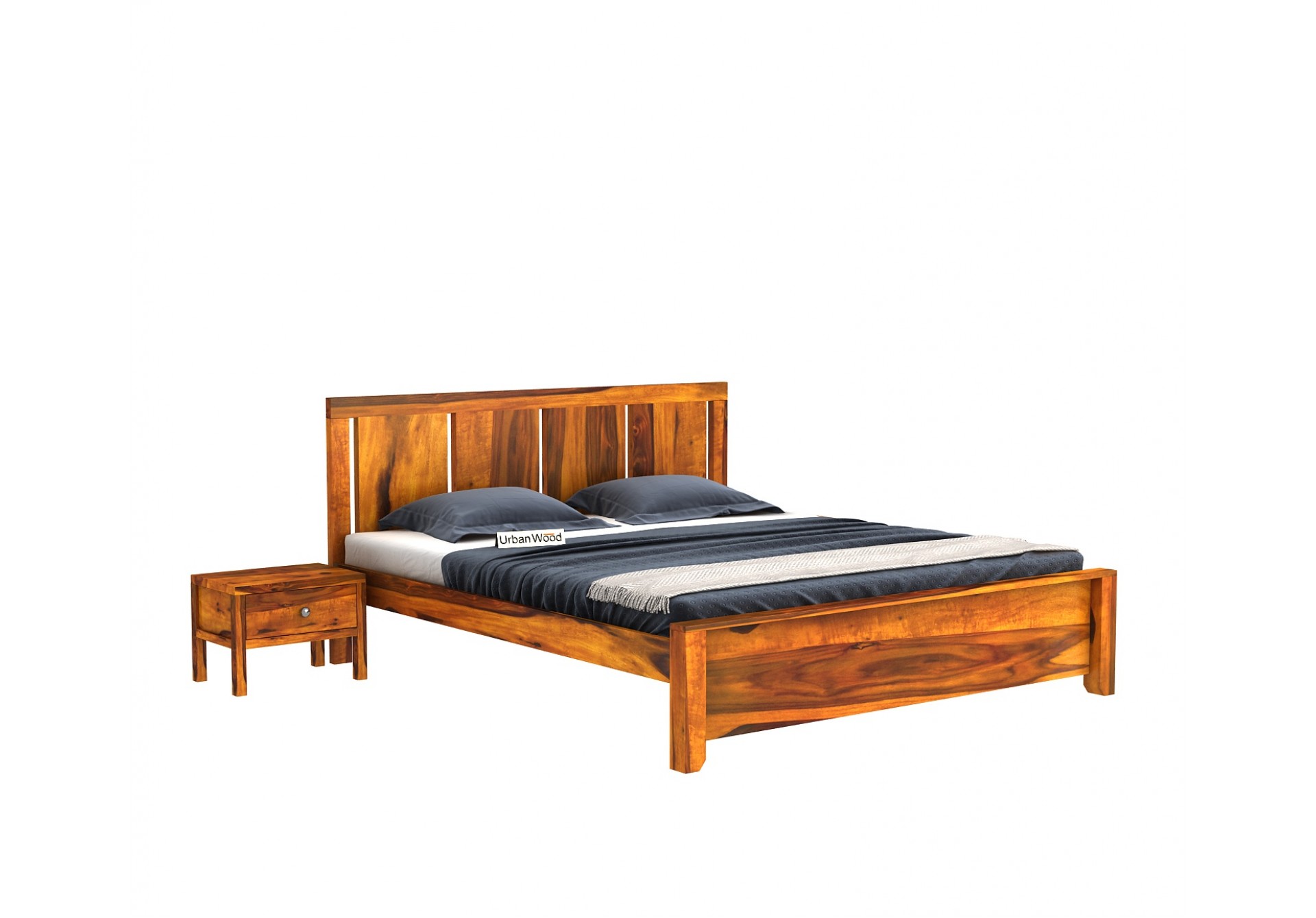 Topaz Bed Without Storage ( King Size, Honey Finish) 