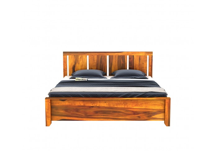 Topaz Bed Without Storage ( King Size, Honey Finish) 