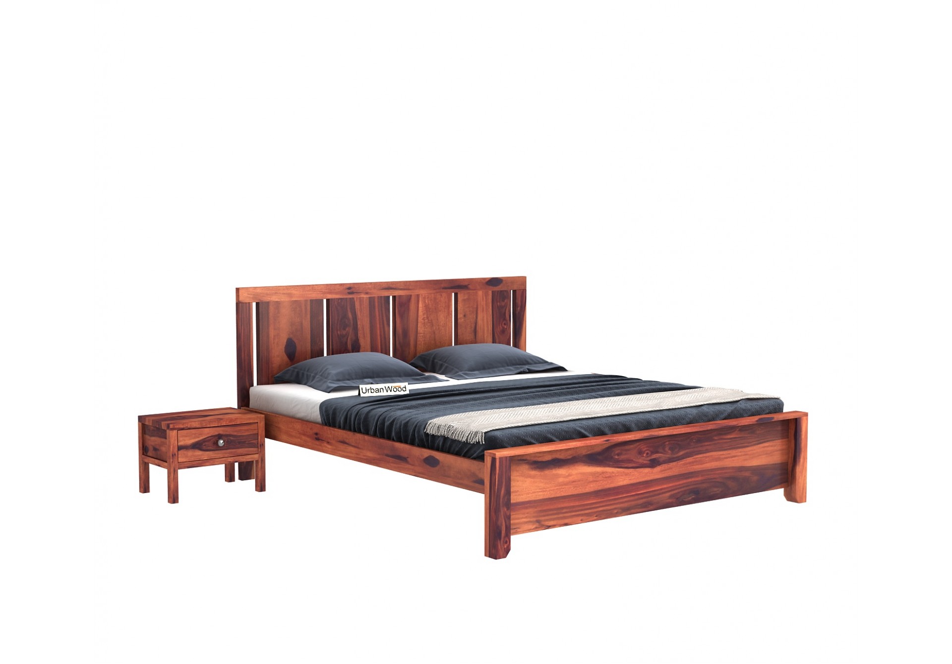 Topaz Bed Without Storage ( King Size, Teak Finish ) 