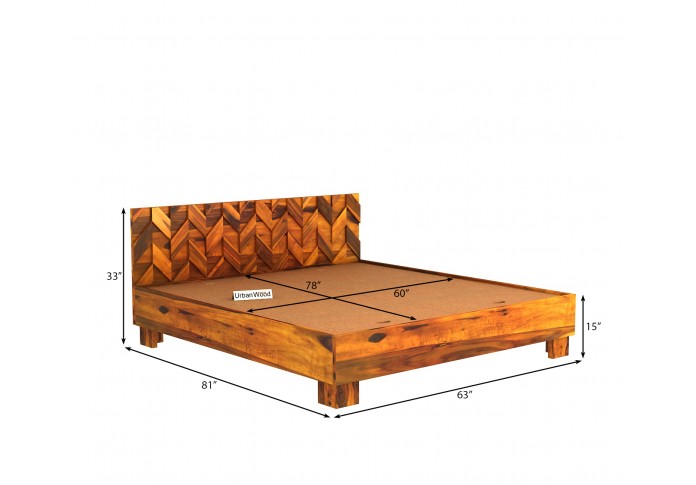 Trace Bed Without Storage ( Queen Size, Honey Finish )