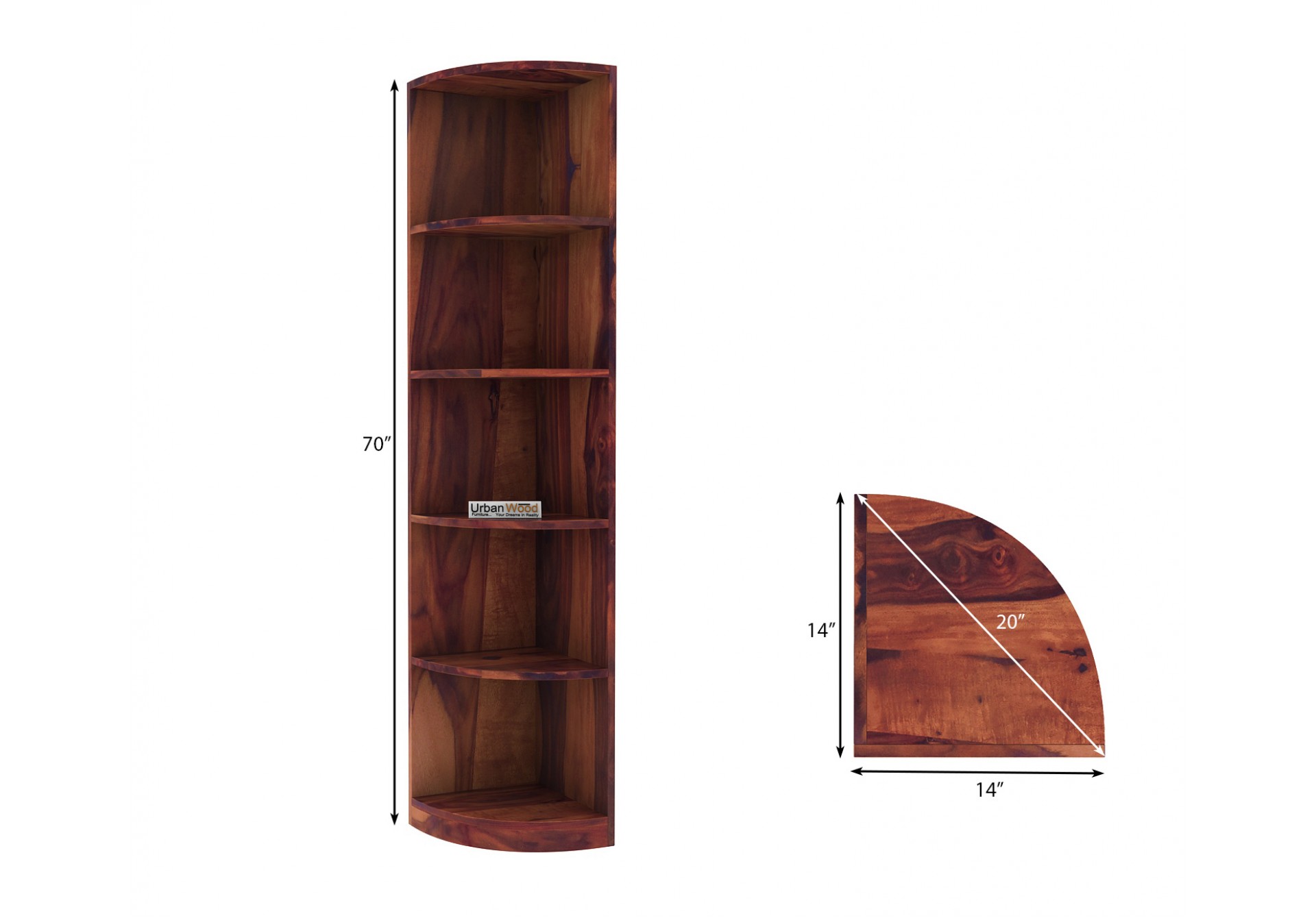 Custom Rop Wooden Corner Bookshelf (Teak Finishs)