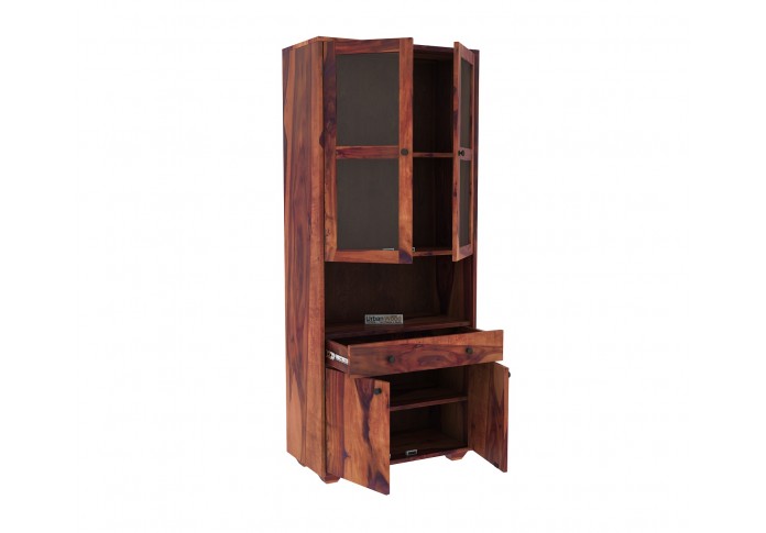 Tubular Wooden File Cabinet (Teak Finish)