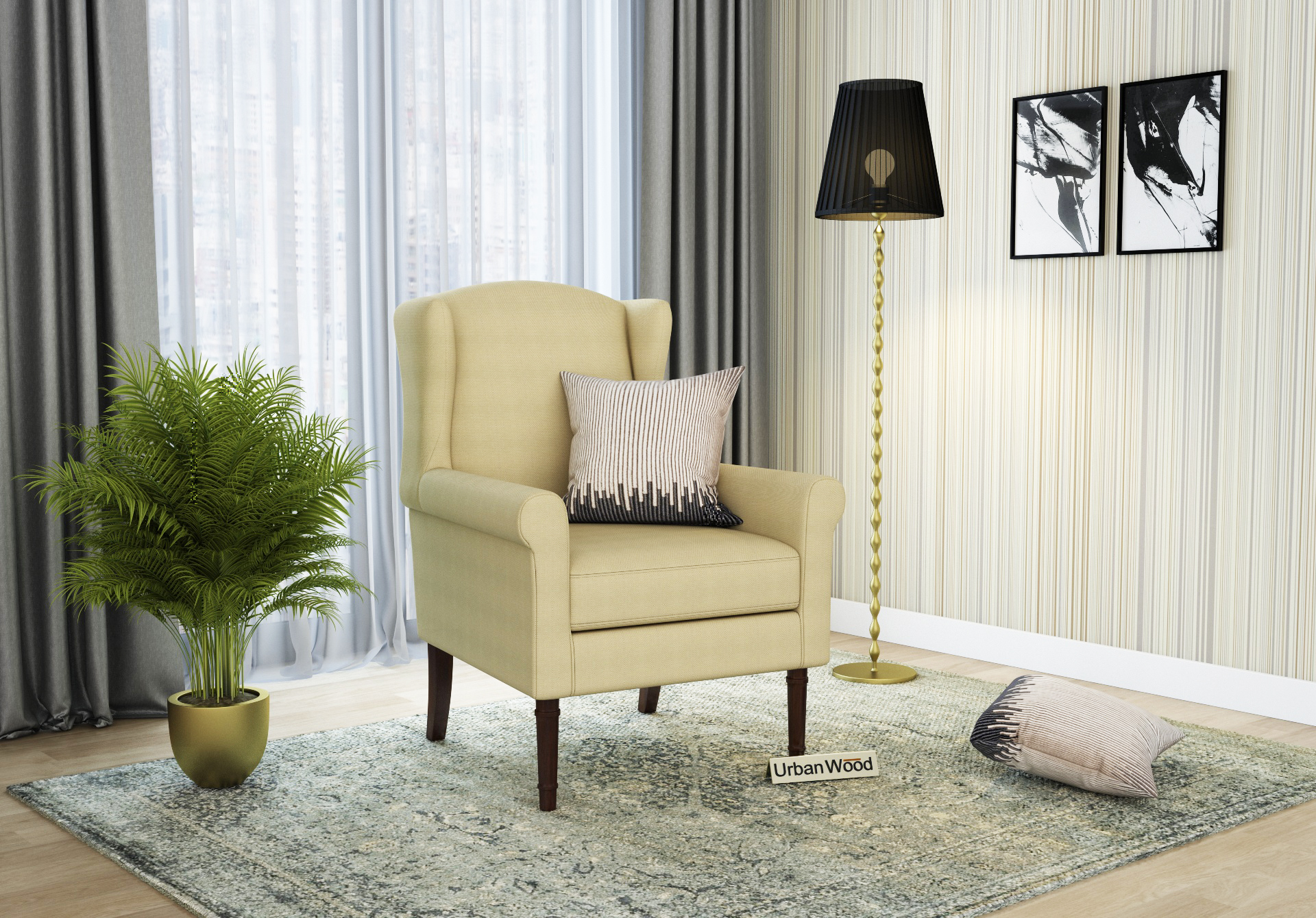 Birdie Lounge Chairs ( Fabric, Sepia Cream )