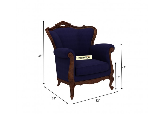 Badge Arm Chair ( Cotton, Navy Blue )