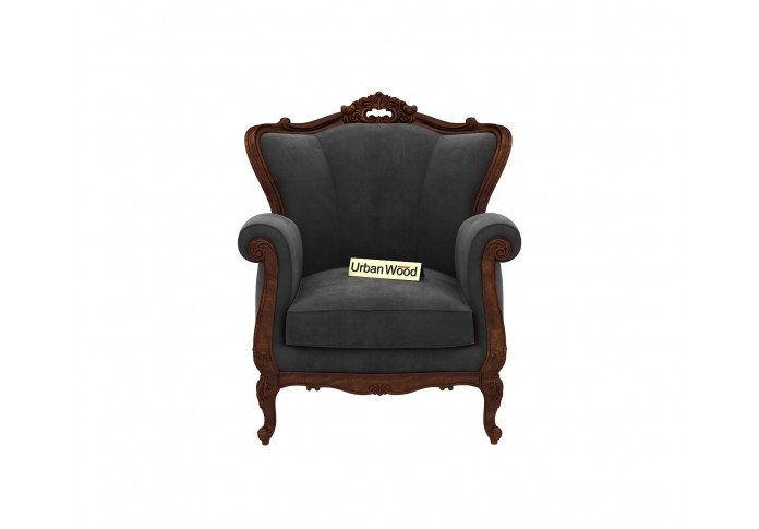 Badge Arm Chair ( Velvet, Stone Grey )