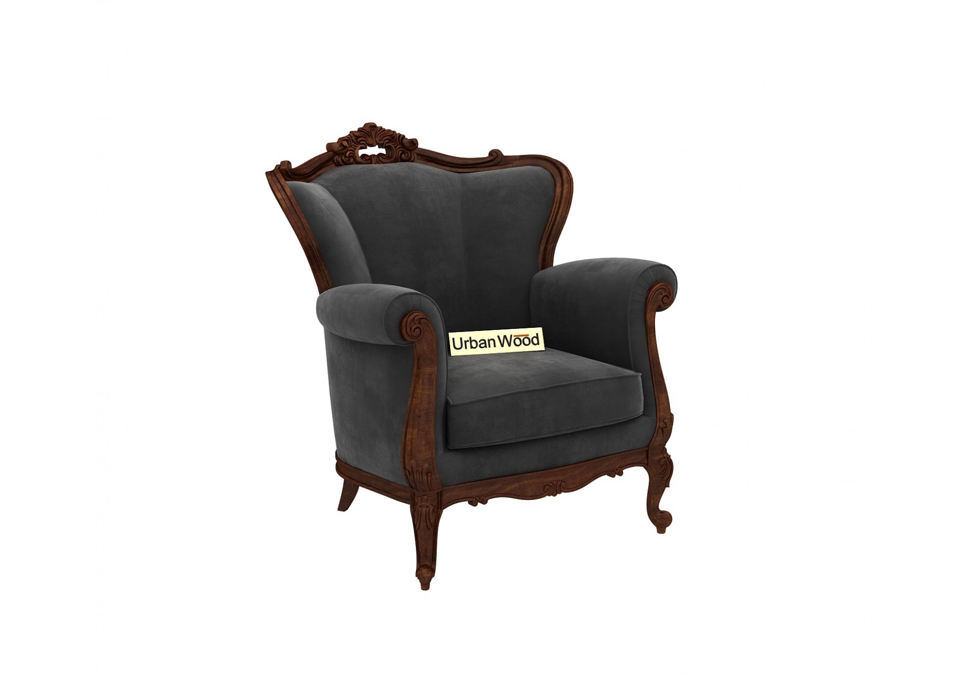 Badge Arm Chair ( Velvet, Stone Grey )