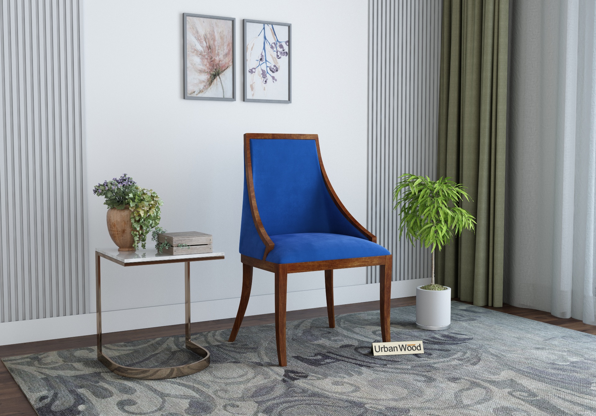 Shore Arm Chair ( Velvet , Sapphire Blue )