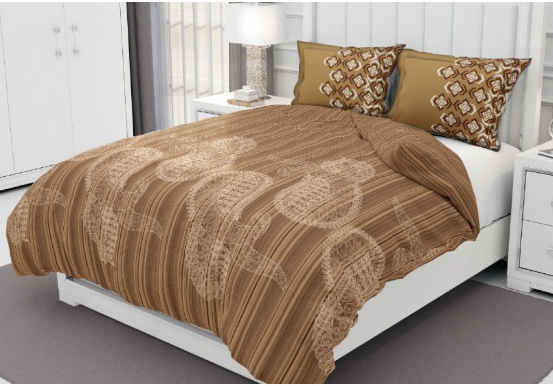 Atto Light Brown Colored Bedsheet ( Twill Cotton )