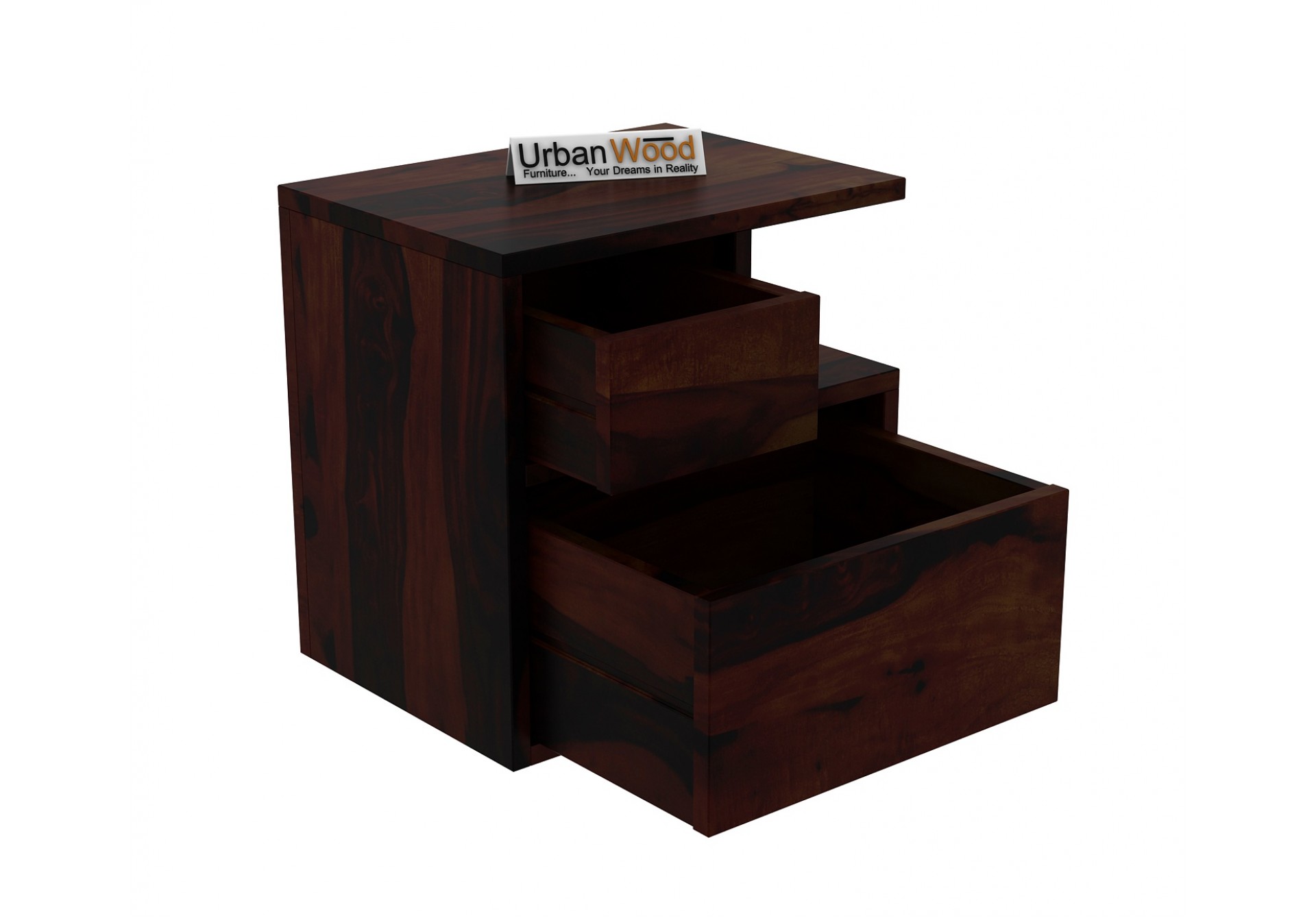 Jerry Wooden Bedside Table (Walnut Finish)