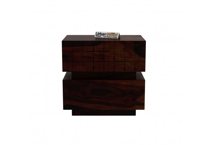 Solic Wooden Bedside Table (Walnut Finish)