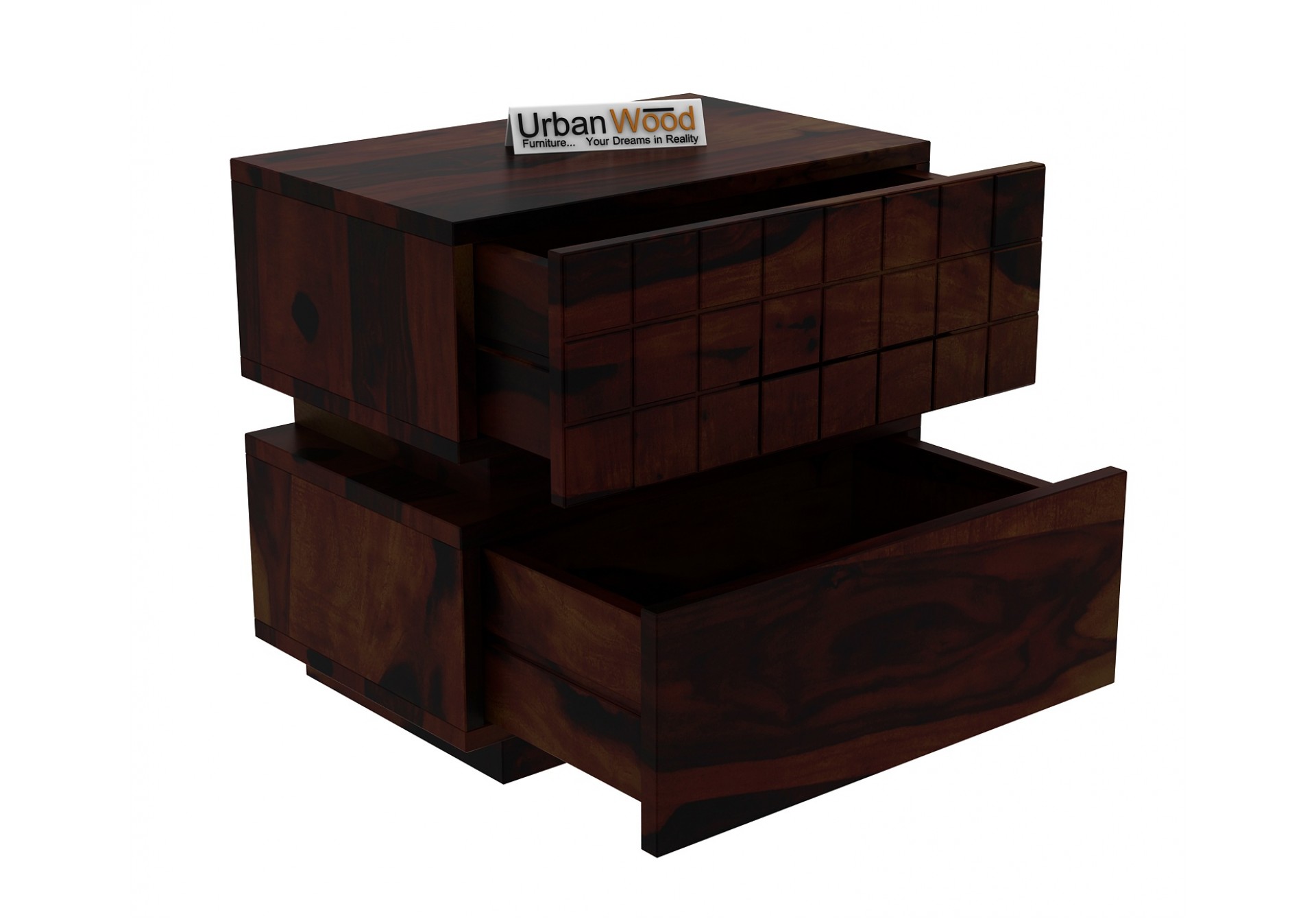 Solic Wooden Bedside Table (Walnut Finish)