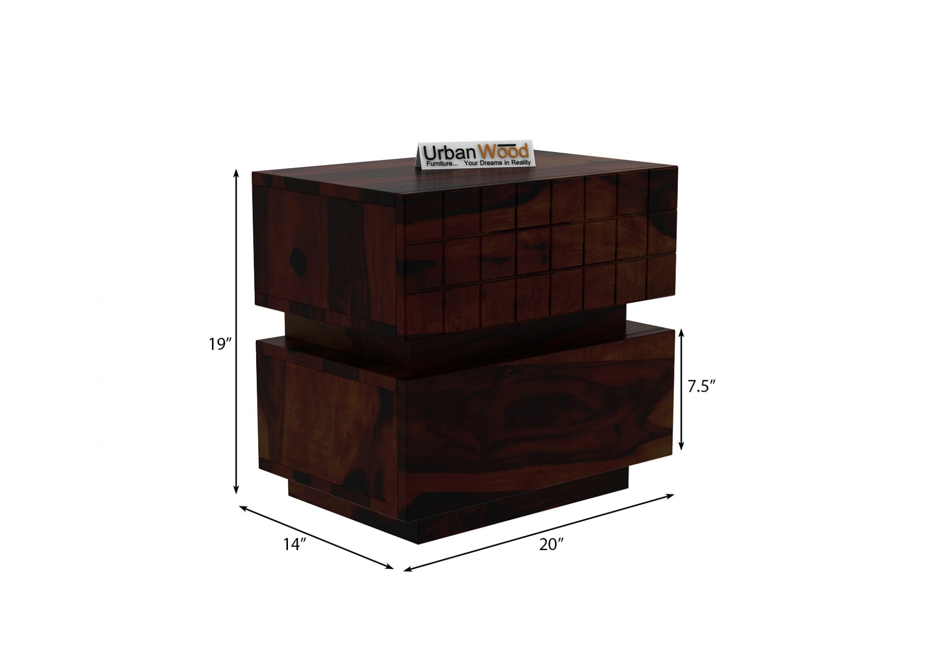 Solic Wooden Bedside Table (Walnut Finish)
