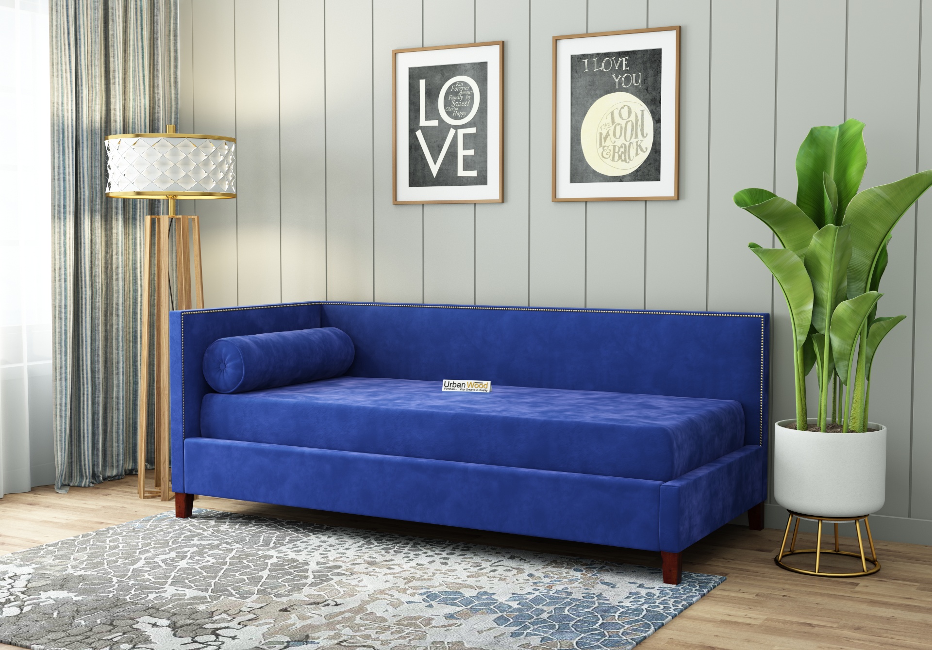 Bumble Chaise Lounge (Velvet, Sapphire Blue)