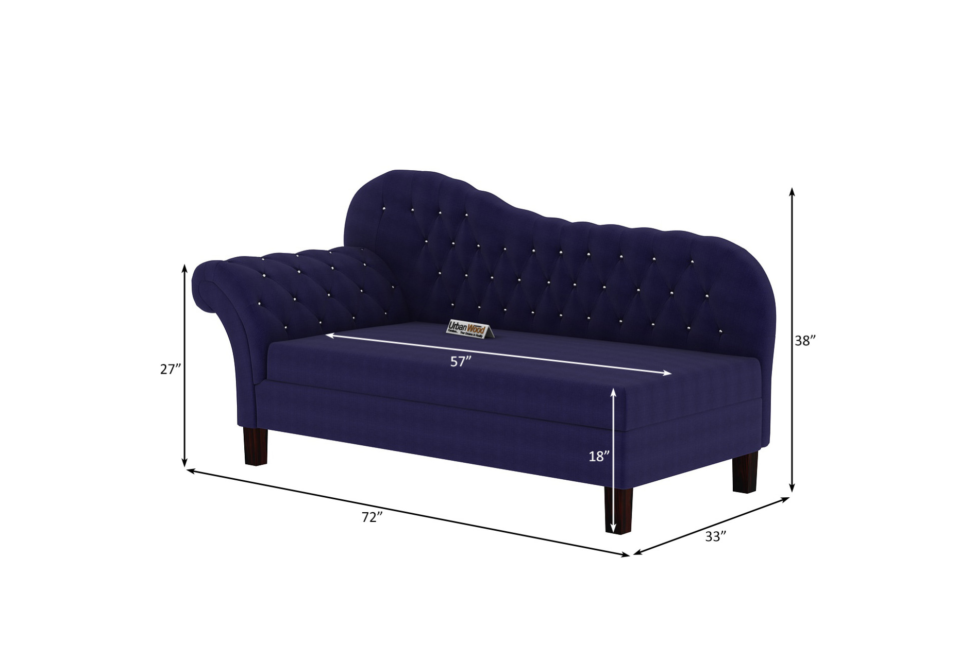 Rosado Chaise Lounge (Cotton, Navy Blue)