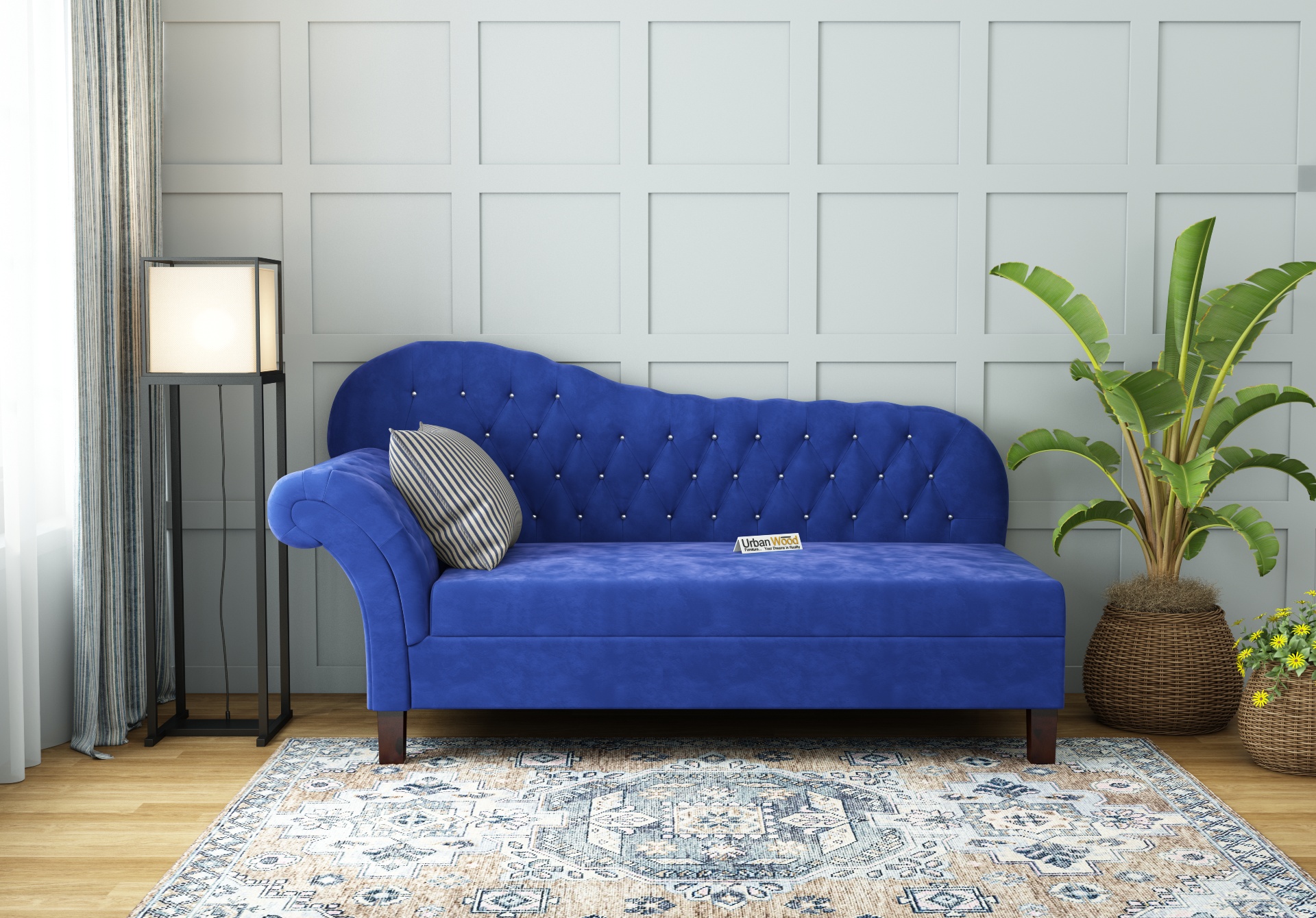 Rosado Chaise Lounge (Velvet, Sapphire Blue)
